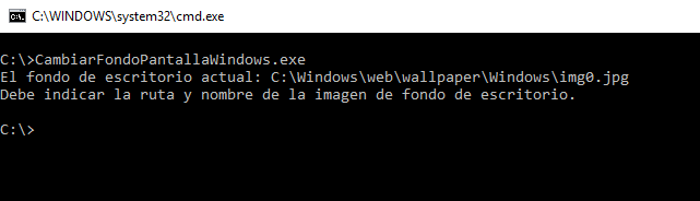 Cómo hacer una aplicación de consola MS-DOS para cambiar la imagen de fondo de pantalla en Windows con Visual Studio .Net C# CSharp