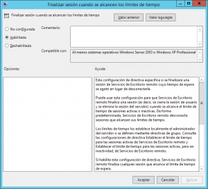 Limitar tiempo de sesión de usuarios en Windows Server 2012
