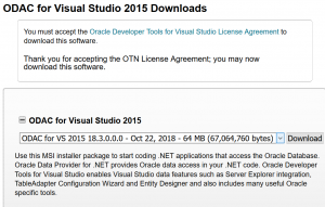 Descarga e instalación de ODAC Oracle Data Access Components para Visual Studio