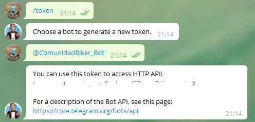 Establecer el token para nuestro Bot en Telegram