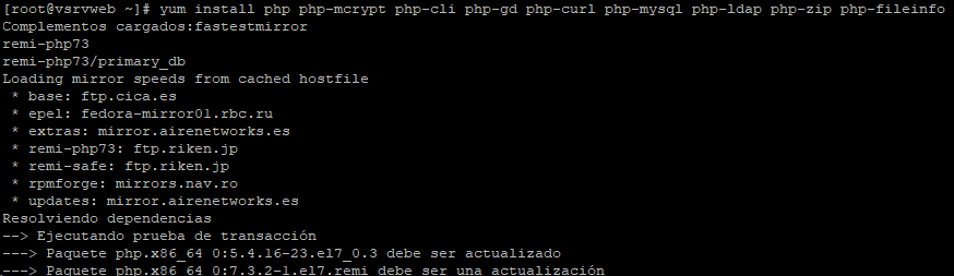 Actualizar PHP a la versión 7 en Linux CentOS 7