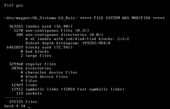 Reparar unidad de disco (volumen) dañado en Linux Red Hat