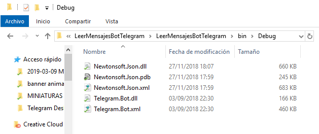 Desarrollar aplicación de escritorio Windows que lea mensajes enviados a Bot de Telegram con C#