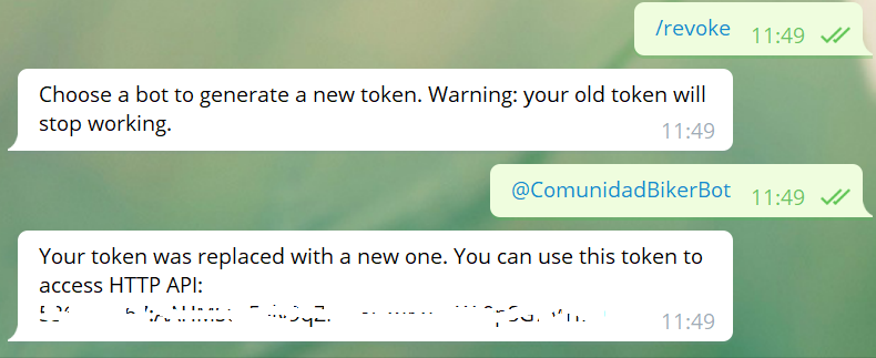 Cambiar el token de un bot de Telegram
