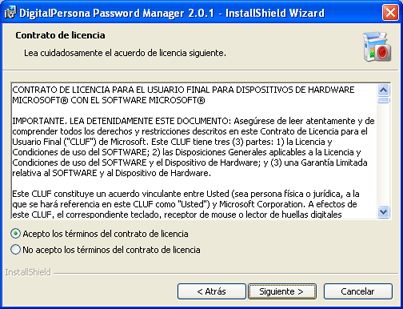 Descarga e instalación de DigitalPersona Password Manager 2.0
