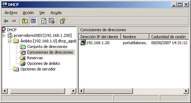 Instalar, activar, configurar el servicio de DHCP en Windows 2000/2003