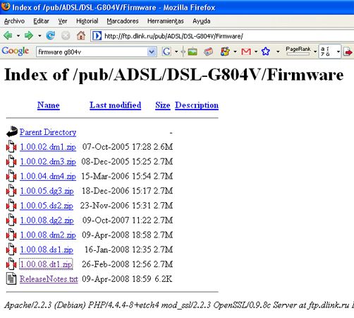 URL descarga firmware Router D-Link GSL-804V