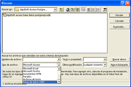 Acceso a PosgreSQL con Microsoft Access Access 97