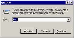Inicio - Ejecutar - Windows - Línea de comandos