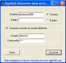 Funcionamiento de la aplicación AjpdSoft Obtención datos Active Directory