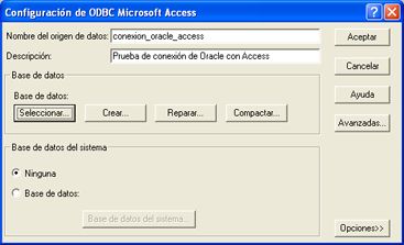 conectar Oracle Database con Microsoft Access - Crear ODBC