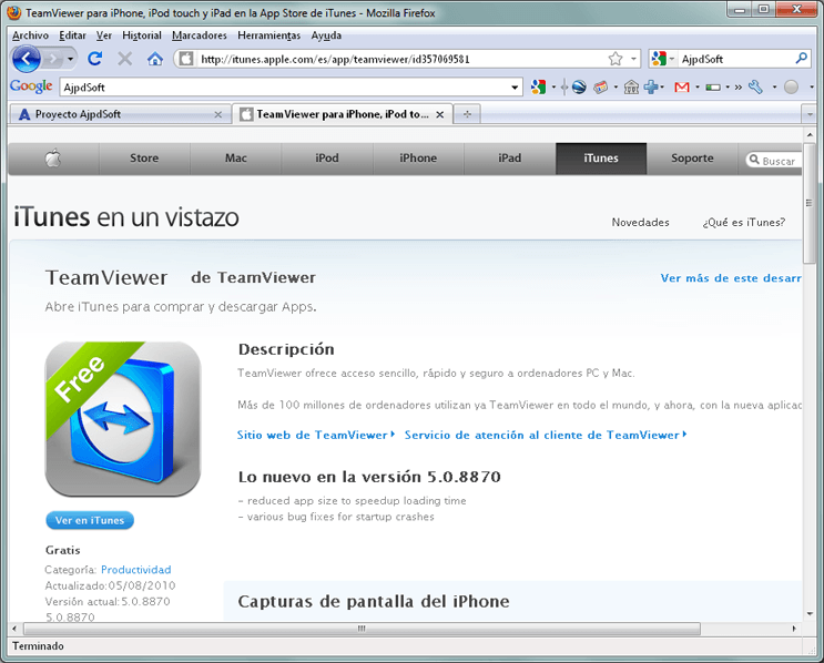 Instalar TeamViewer en el iPhone con iTunes