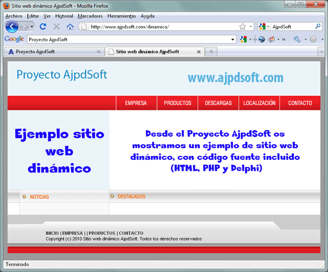 AjpdSoft Cómo crear la página principal del nuestro sitio web dinámico
