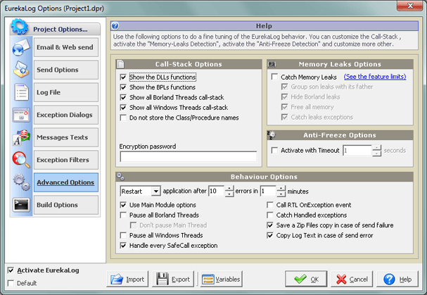 Configuración de EurekaLog en Borland Delphi 6 para la captura de errores profesional
