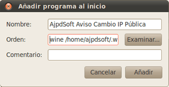 Configurar AjpdSoft Aviso Cambio IP Pública para que arranque automáticamente en GNU Linux