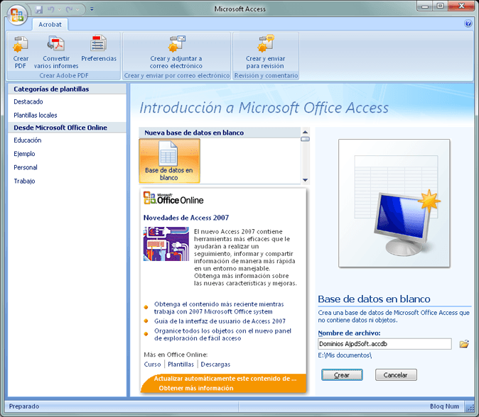 Importar fichero de Excel xls xlsx a Access mdb accdb