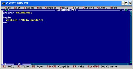 Primer programa en Turbo Pascal