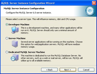 Instalación de MySQL Server 6 en Windows XP - Ventana previa al inicio de la instalación