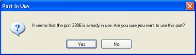 Error que mostrará el asistente de instalación de MySQL Server 6 si el puerto ya está siendo usado