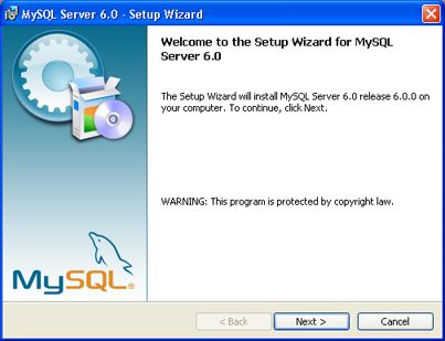 Instalación de MySQL Server 6 en Windows XP - Primera ventana de inicio de instalación