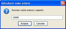 Cambiar opciones de configuración avanzadas de Mozilla Firefox - browser.cache.memory.capacity