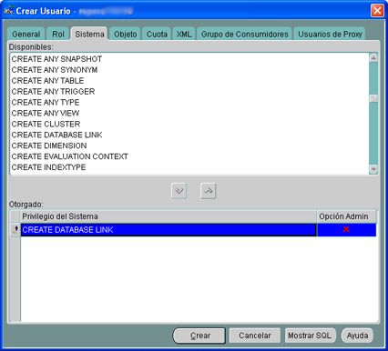 Conectar APEX con una base de datos Oracle externa - Crear usuario en la BD de Oracle Database externa
