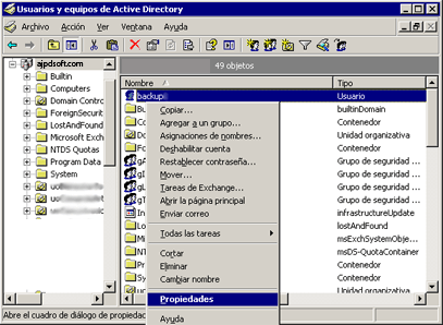 Copia de seguridad de Microsoft Exchange Server con ExMerge - Configuración del sistema Windows Server 2003 para ExMerge