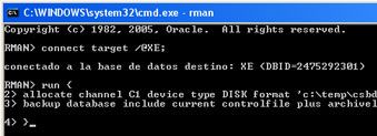 Copia de seguridad de una Base de datos Oracle con RMAN en una ubicación