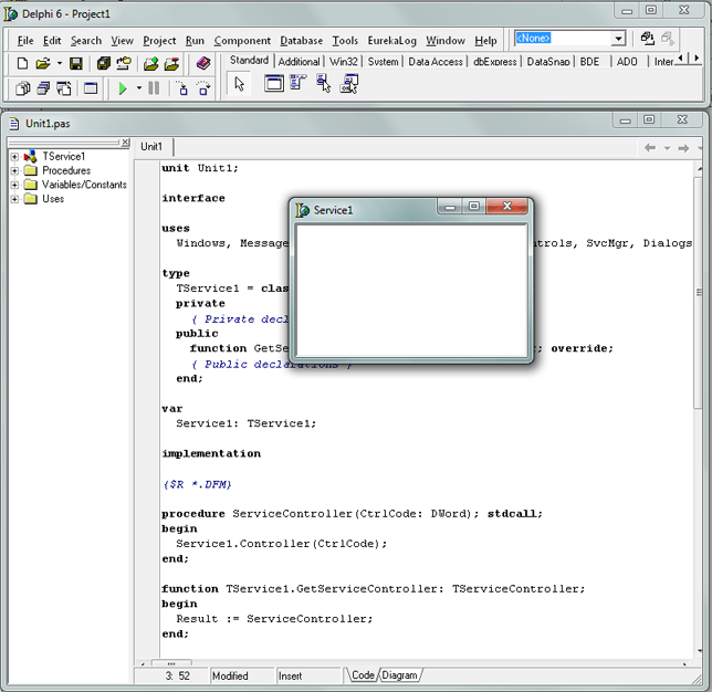 Desarrollar o implementar un servicio de Windows con Borland Delphi 6