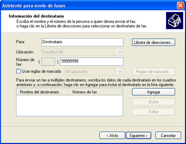 Enviar un fax desde Windows XP con conexión a Internet
