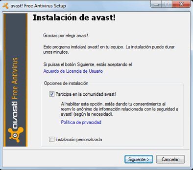 Instalación y testeo de Avast Home en Microsoft Windows 7