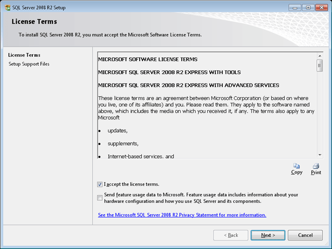 Descarga e instalación de Microsoft SQL Server 2008 R2 Express en Windows 7
