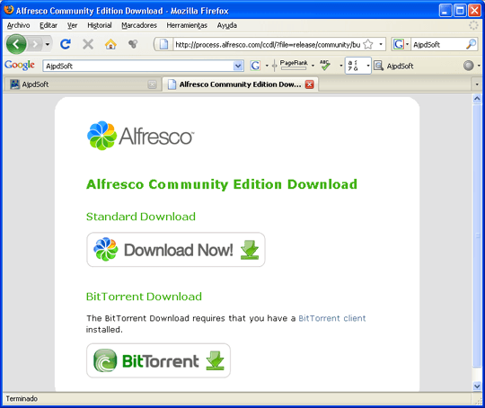 Instalar Alfresco Open Source CMS en Windows y GNU Linux - Instalación de Alfresco en Microsoft Windows Server 2003