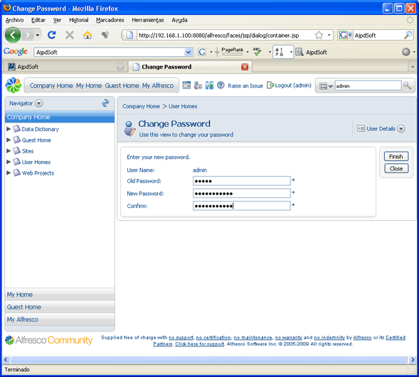 Instalar Alfresco Open Source CMS en Windows y GNU Linux - Instalación de Alfresco en Microsoft Windows Server 2003