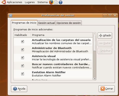 Ventana de Preferencias de Inicio de Sesión - Linux Ubuntu 8.04 Hardy Heron