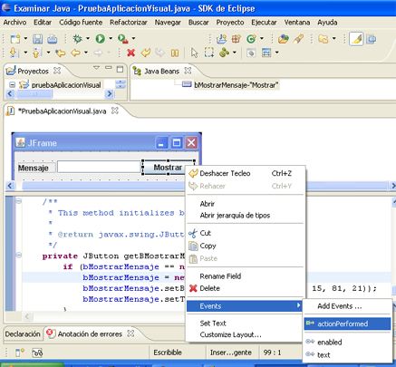 Aplicación visual Java de ejemplo con Visual Editor y Eclipse