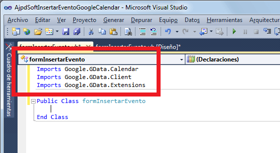 Crear aplicación con Visual Basic .Net 2010 que inserta un evento en Google Calendar usando Google Data API