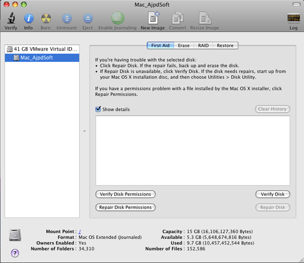 Consultar propiedades (tamaño) actuales del disco duro en Mac OS X