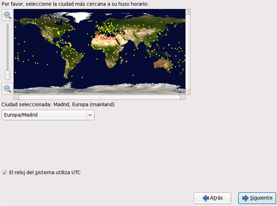 Instalar GNU Linux Fedora 10 Edición Escritorio - Ubicación geográfica