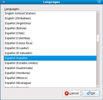 Instalar GNU Linux Fedora 10 Edición Escritorio - Selección de idioma (language)