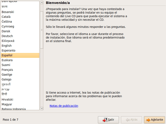 Instalar GNU Linux Ubuntu 9.04 - Asistente instalación