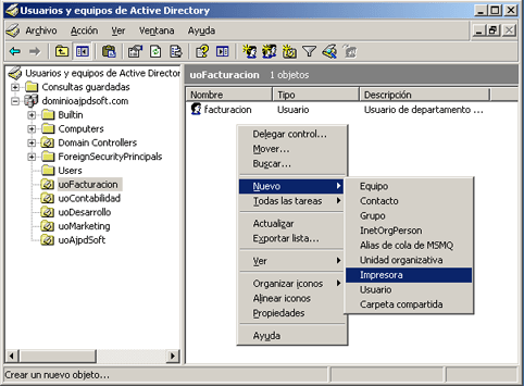 Añadir impresora de otro equipo al dominio Microsoft Windows Active Directory