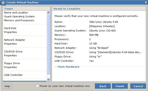 Instalar GNU Linux Ubuntu 9.40 Beta virtualizado con VMware Server 2.0 - Crear máquina virtual en VMware Server 2.0