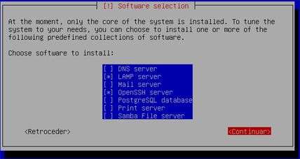 Selección de software - Instalación de GNU Linux Ubuntu Server 8.04.1