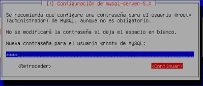 Contraseña usuario root MySQL - Instalación de GNU Linux Ubuntu Server 8.04.1