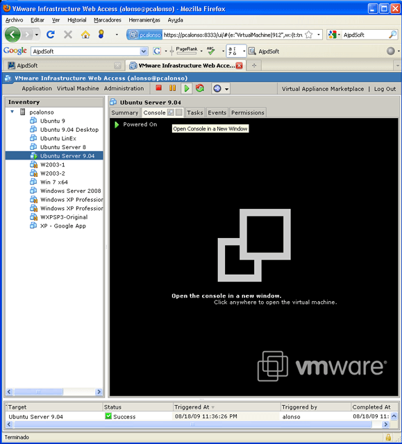 Instalar GNU Linux Ubuntu Server 9.04 virtualizado en VMware 2.0 - Preparación de VMware para virtualizar GNU Linux Ubuntu Server