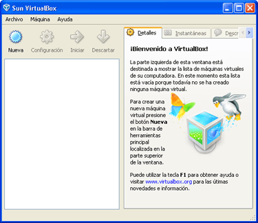 Alta nueva máquina virtual en Sun VirtualBox para GNU Linux Ubuntu