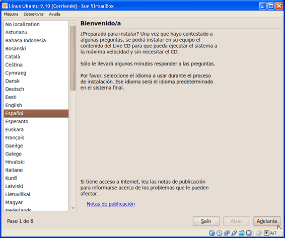 Instalar GNU Linux en Sun VirtualBox sobre Windows XP