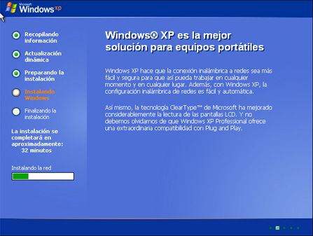 Instalación de la red del equipo - Instalación de Windows XP SP3