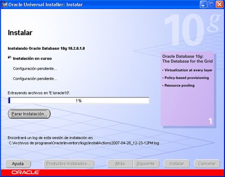 Cómo instalar Oracle Database 10g Release 2 (10.2.0.1.0) en Windows XP